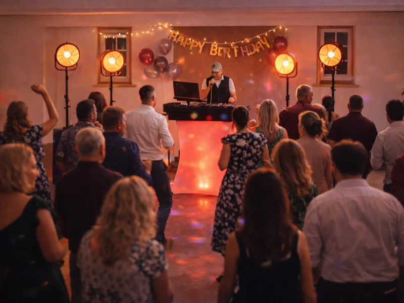 Geburtstagsfeier Pfaffenhofen mit DJ – volle Tanzfläche und Happy Birthday Girlande