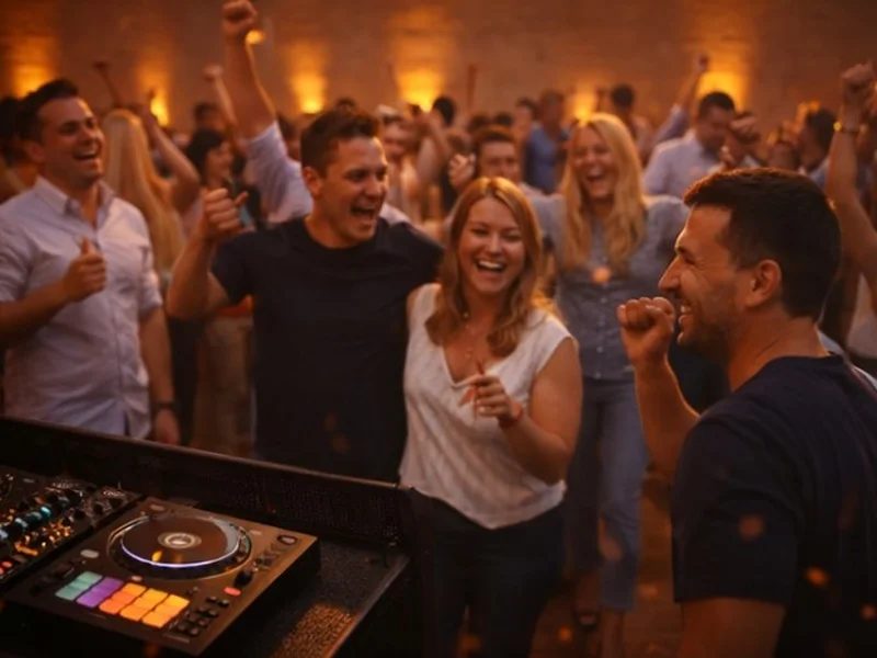 DJ Rico Cinsano am Pult bei Firmenfeier in Königsbrunn