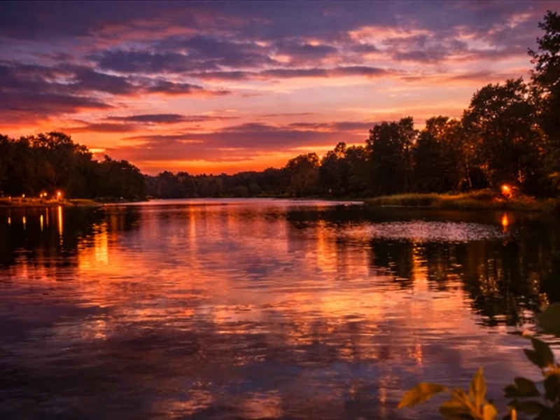 Kuhsee bei Sonnenuntergang in Augsburg