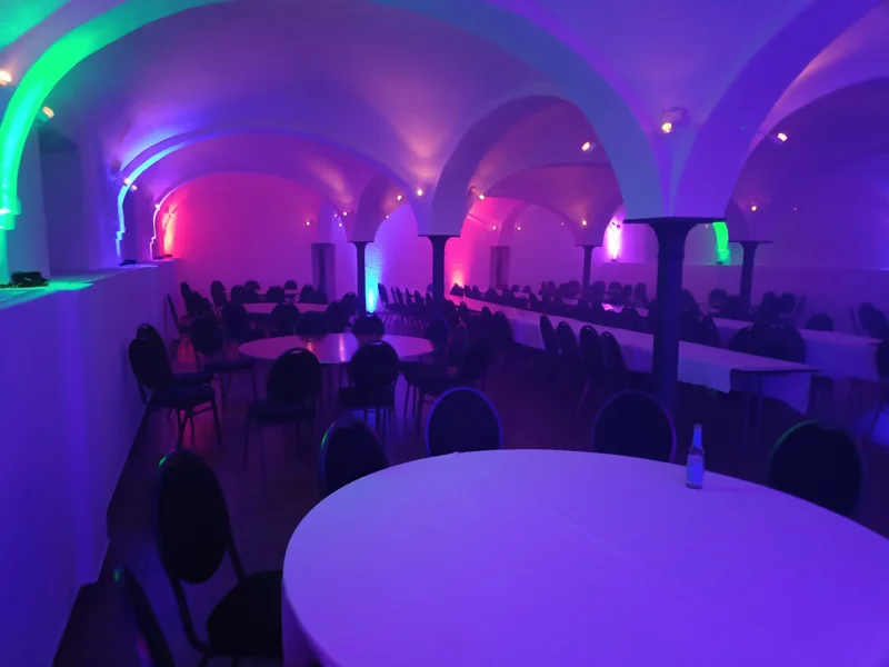 Gewölberaum mit Ambiente Licht im Gut Schwabhof