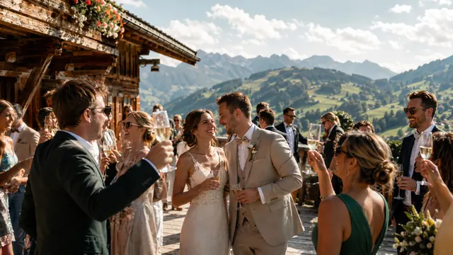 Sektempfang auf Terrasse mit Alpenpanorama im Allgäu