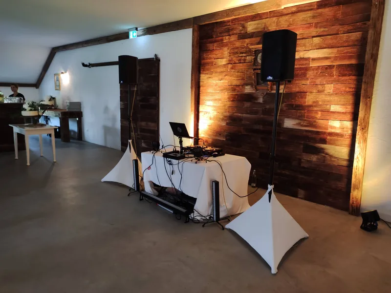 Hochzeits-DJ Kaltmühle – Braut in weißem Kleid tanzt ausgelassen mit Gästen auf der Tanzfläche