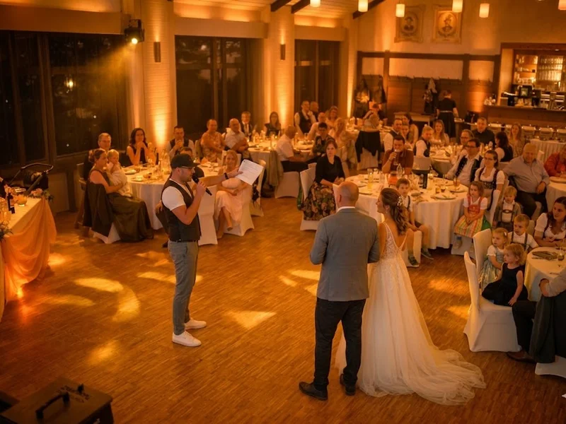 Hochzeitspaar tanzt mit DJ Rico Cinsano im Wittelsbacher Land